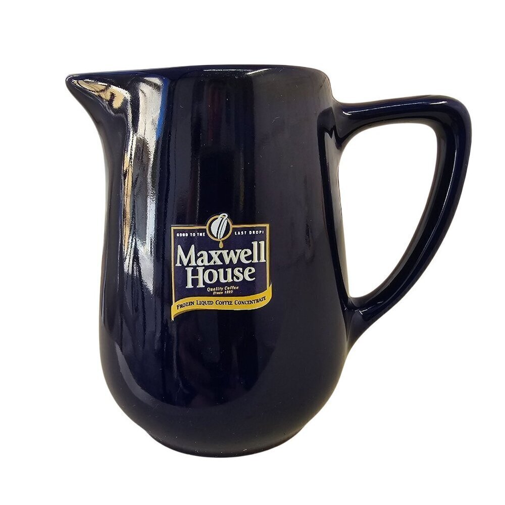 ITI Maxwell House Vintage Cobalt Blue Ceramic Creamer 4.5"H Collectable